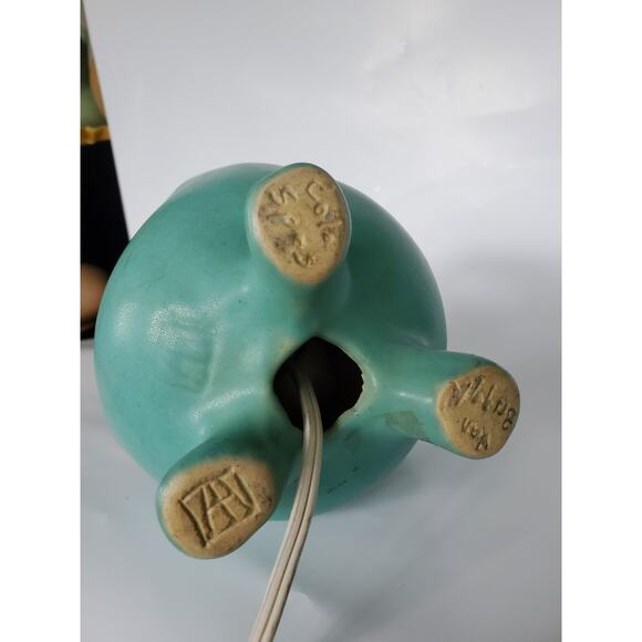 Vintage Van Briggle Blue Lamp with Wildflowers Butterflies Lampshade w/ Stamp - Picture 3 of 16